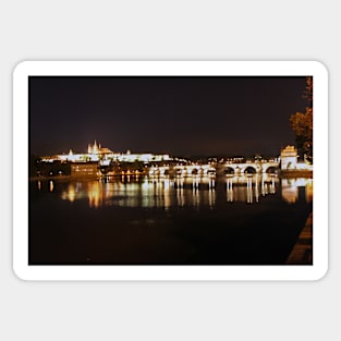 Prague Riverfront by Night Sticker